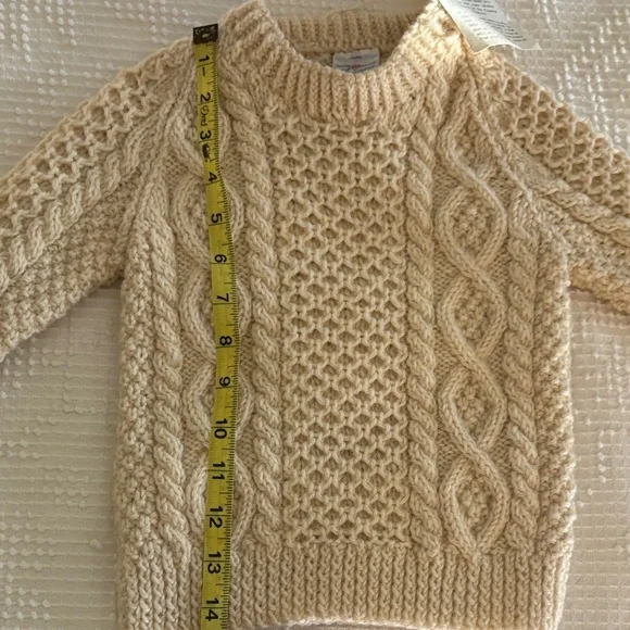 Child’s Cozy Cable Knit Wool Sweater- Vintage Handmade - Picture 8 of 12